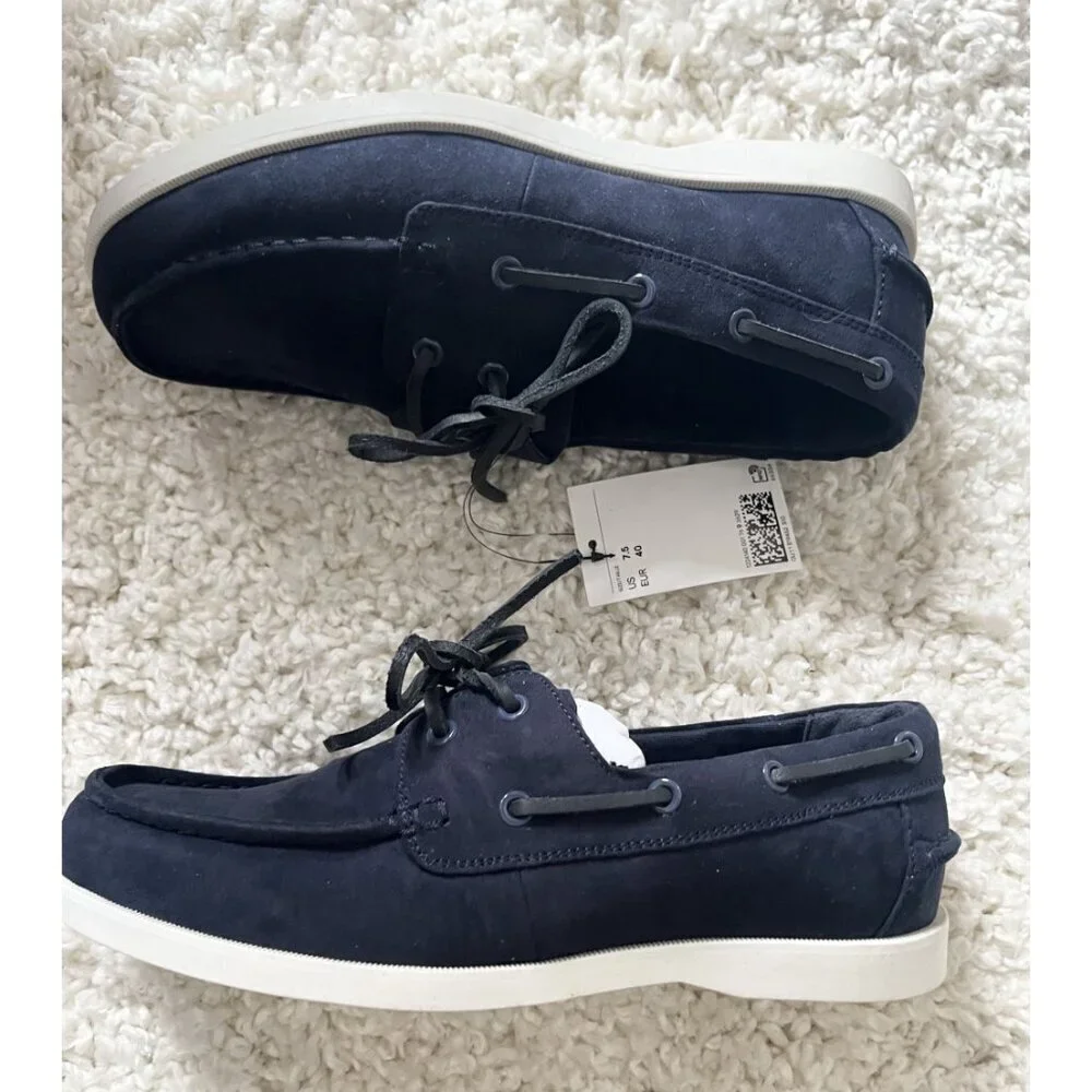H&M Men's Navy Blue Boat Shoes NWT 7.5 40